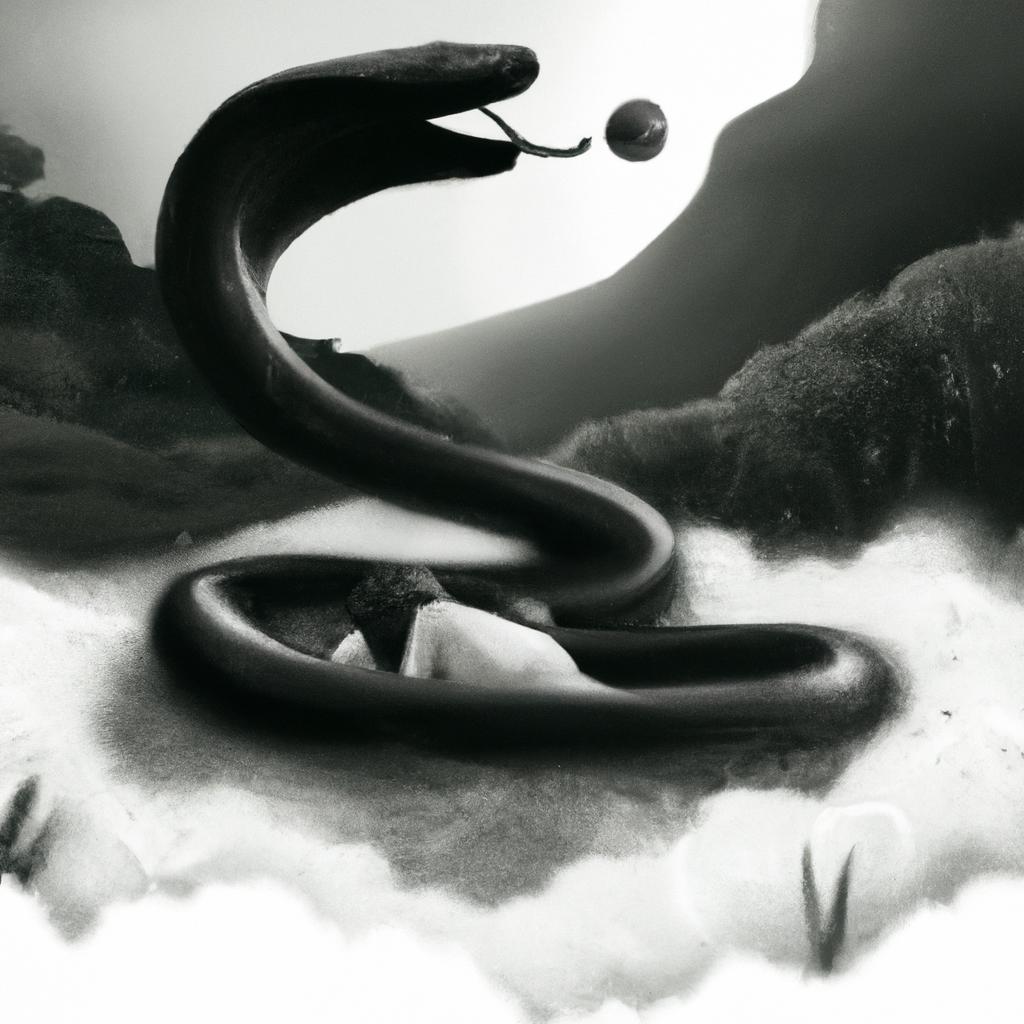 Imagem de capa do post "Descubra o Significado de Sonhar com Cobra Preta e Branca!" com um desenho digital