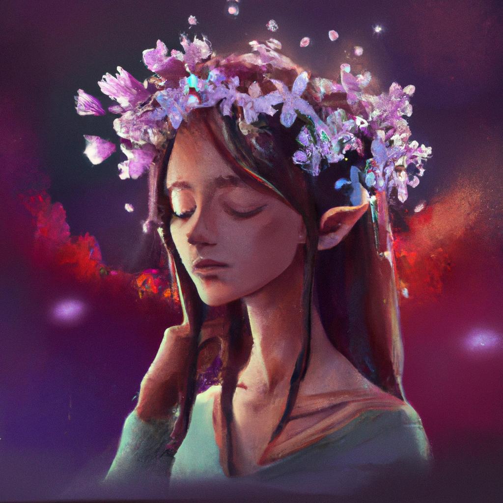 Imagem de capa do post "Descubra o Significado de Sonhar com Coroa de Flores!" com um desenho digital