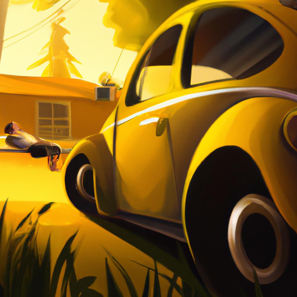 Imagem de capa do post Sonhar com Fusca Amarelo: Descubra Seu Significado! com um desenho digital