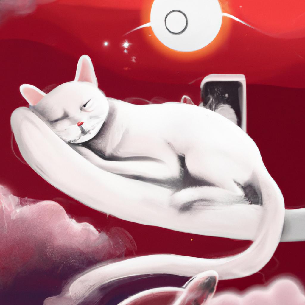 Imagem de capa do post "Sonhar com Gato Branco Machucado: Entenda o Significado!" com um desenho digital
