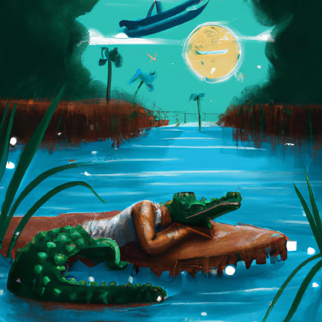 Imagem de capa do post "Descubra o Significado Quando Você Sonha com Jacaré Atacando!" com um desenho digital