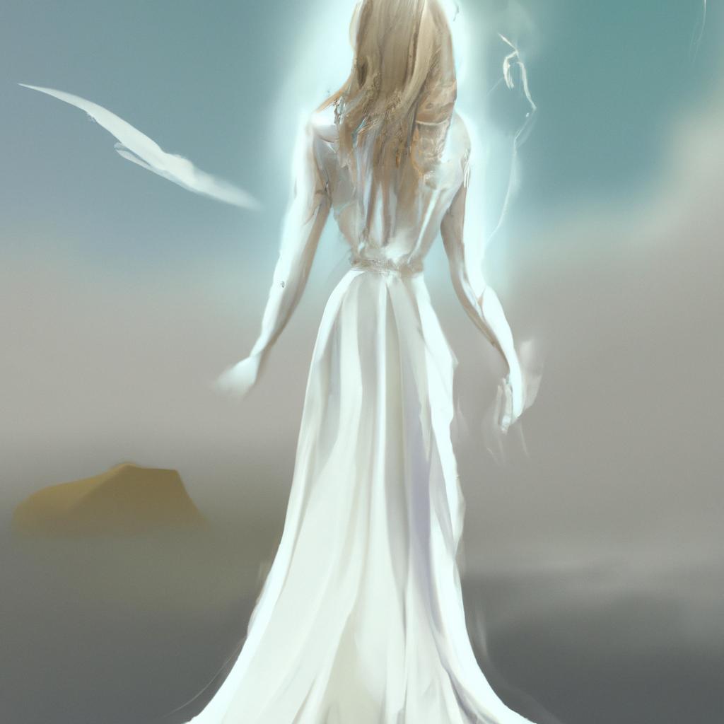 Imagem de capa do post "Descubra o Significado de Sonhar com Mulher Vestida de Branco!" com um desenho digital