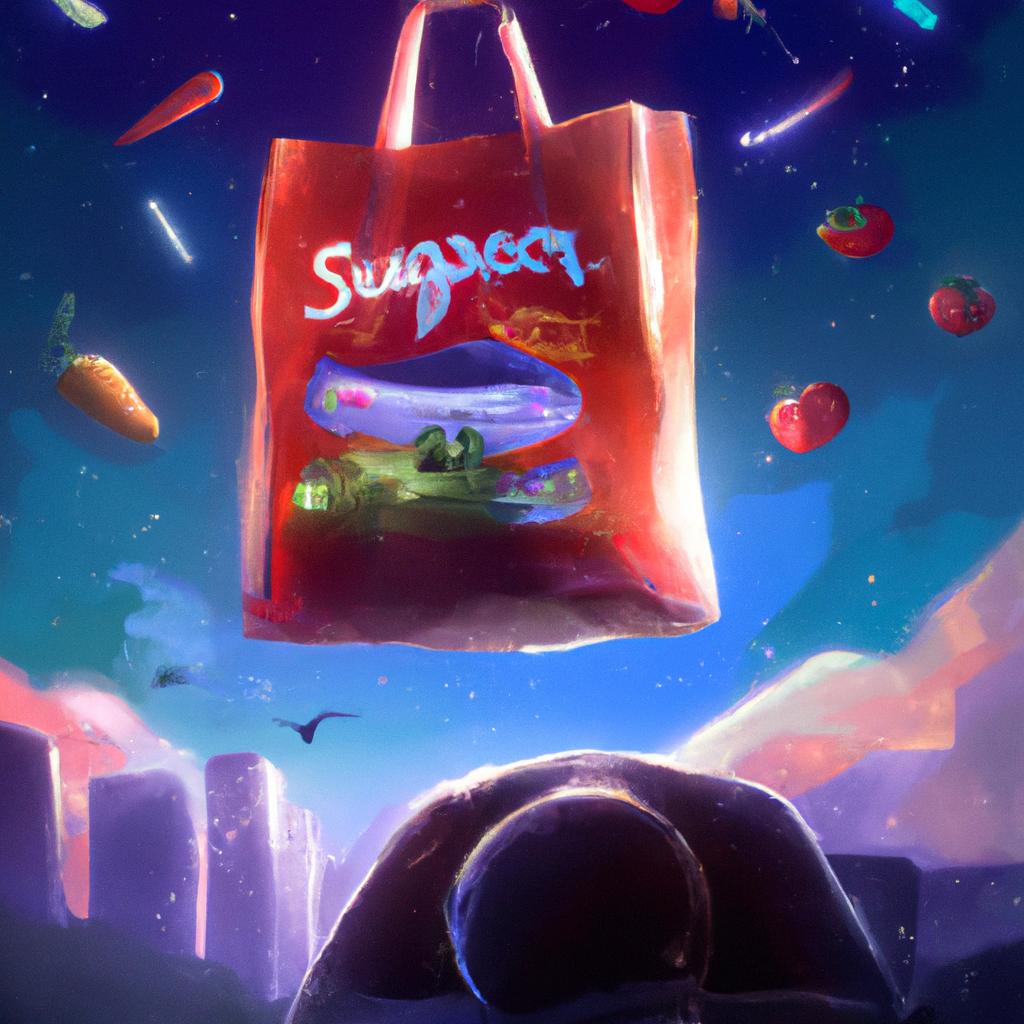 Imagem de capa do post "Sonhar com Sacolas de Supermercado: Descubra Seu Significado!" com um desenho digital