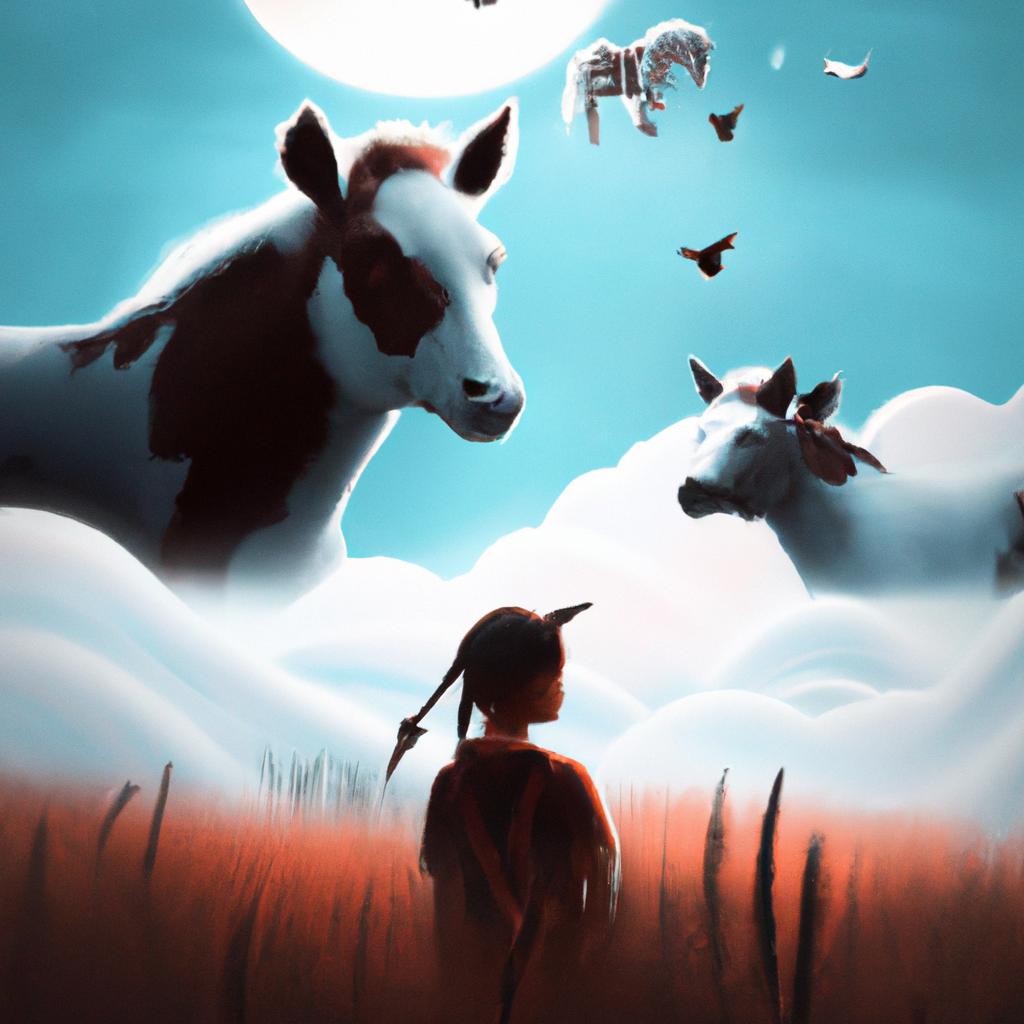Imagem de capa do post "Sonhar com Vacas e Cavalos: Entenda os Significados!" com um desenho digital