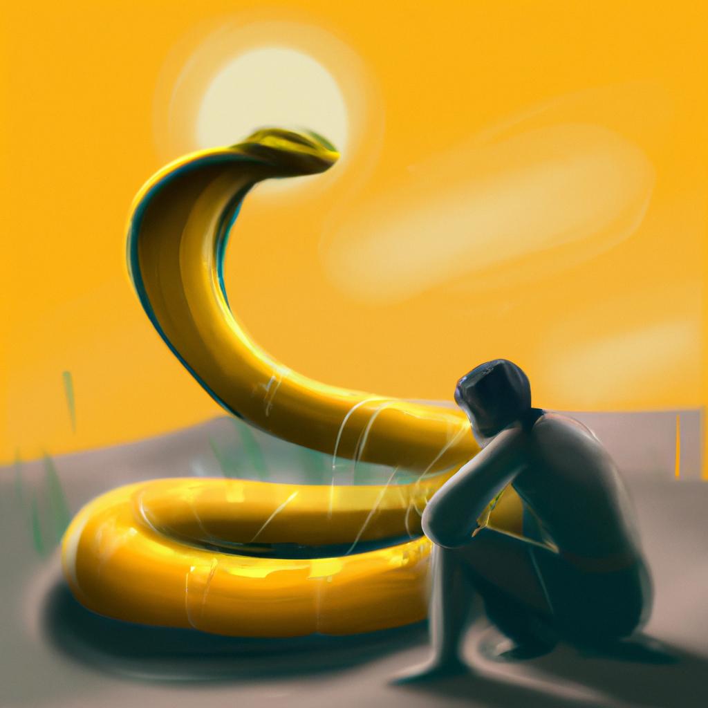Imagem de capa do post "Descubra o Que Significa Sonhar com Cobra Amarela!" com um desenho digital