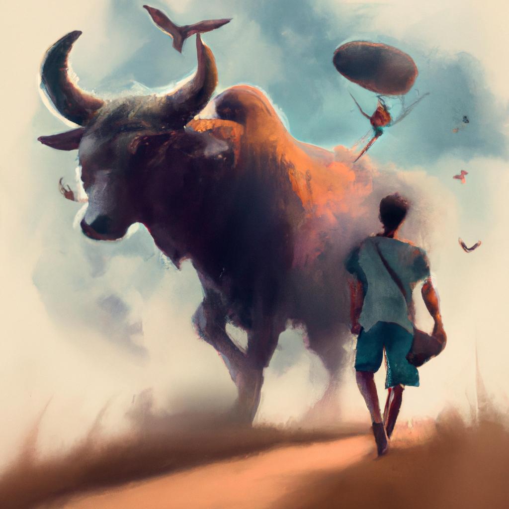 Imagem de capa do post Descubra o que Significa Sonhar com Boi Correndo Atrás de Você. com um desenho digital
