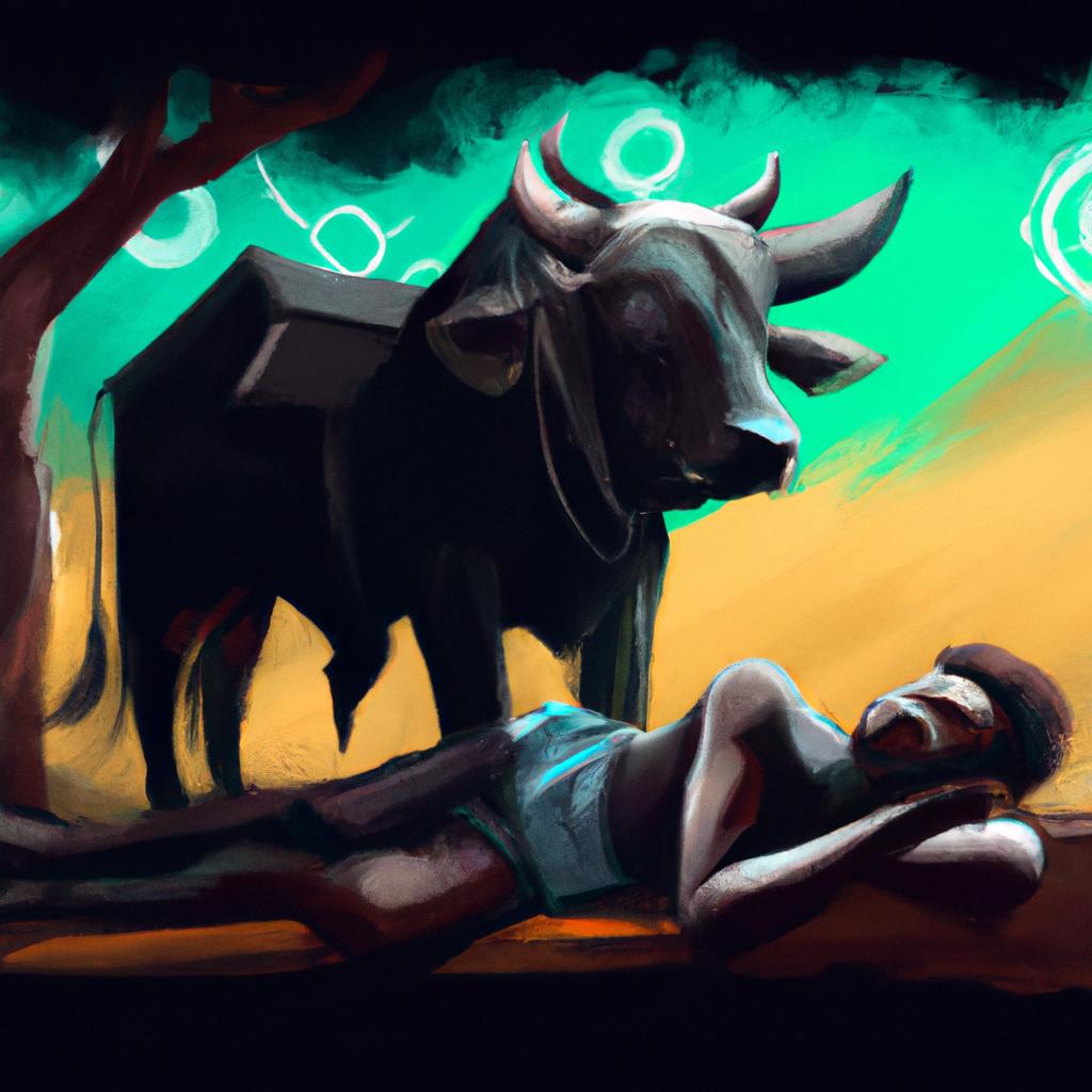 Imagem de capa do post "Descubra o Que Significa Sonhar com Boi Preto!" com um desenho digital