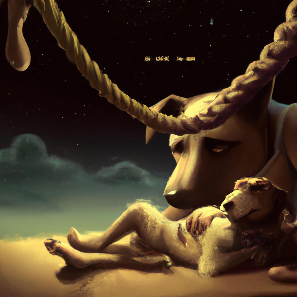 Imagem de capa do post "Descubra o Que Significa Sonhar com Cachorro Amarrado!" com um desenho digital