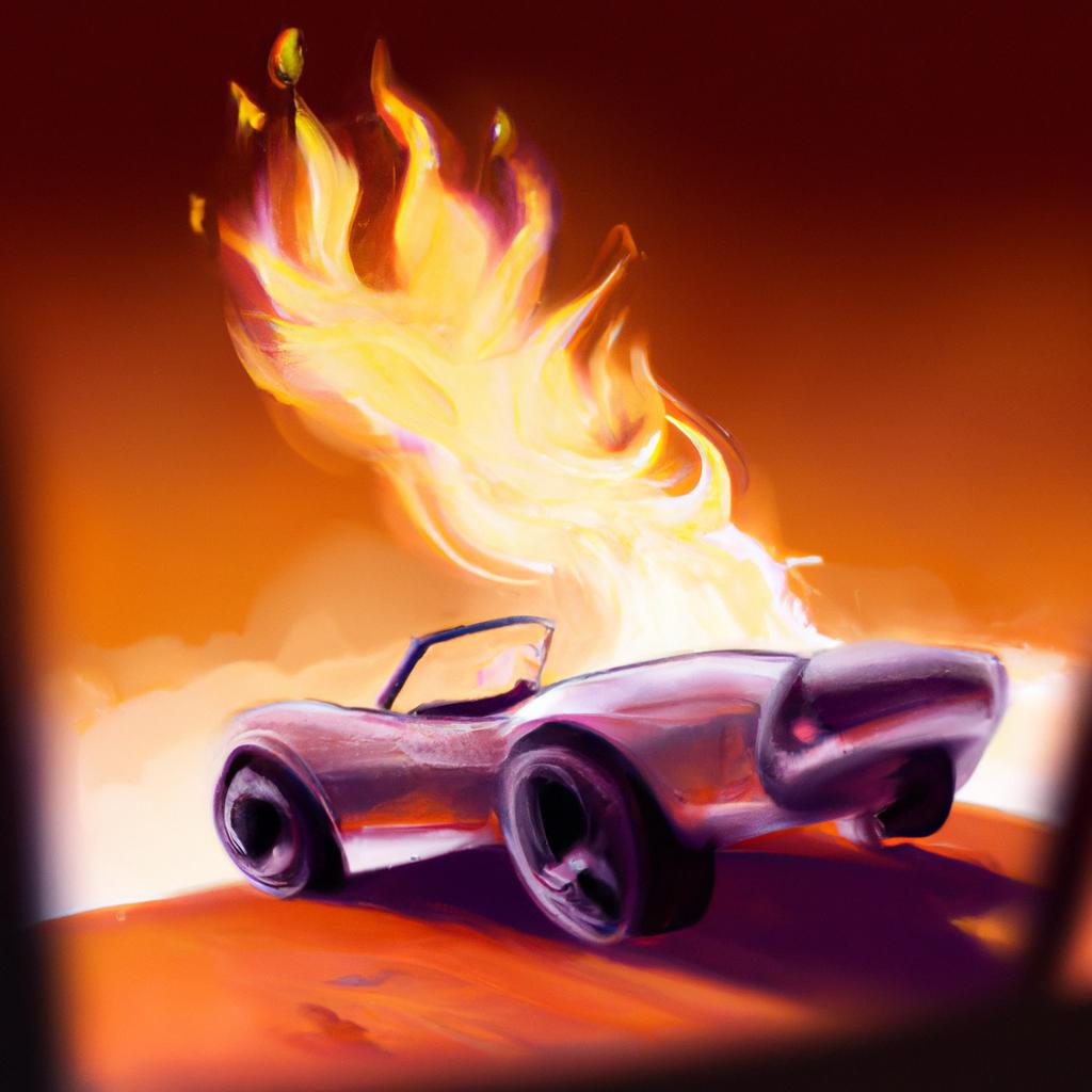 Imagem de capa do post "Descubra o que Significa Sonhar com Carro Pegando Fogo!" com um desenho digital