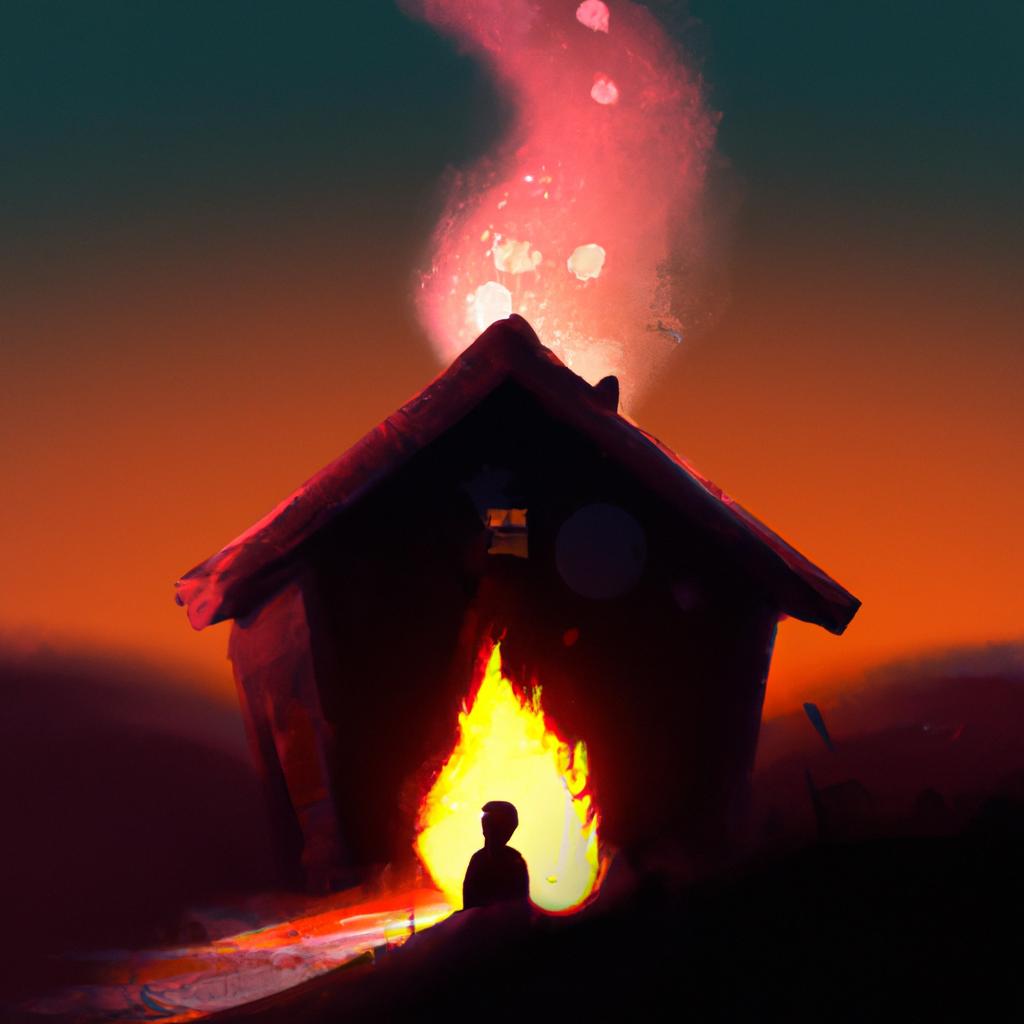 Imagem de capa do post "O Que Significa Sonhar com Casa Pegando Fogo?" com um desenho digital