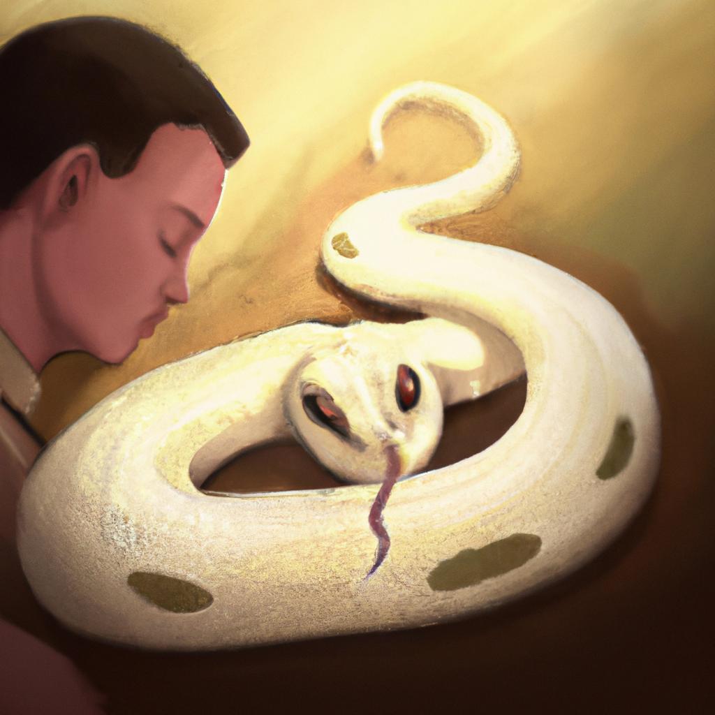 Imagem de capa do post "Descubra o Que Significa Sonhar com Cobra Branca Pequena!" com um desenho digital