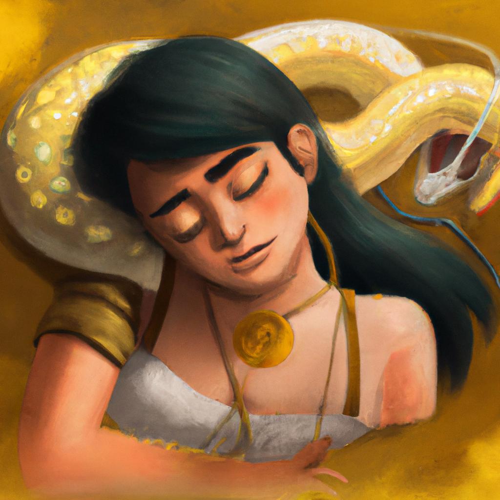 Imagem de capa do post "Descubra o Que Significa Sonhar com Cobra Dourada!" com um desenho digital