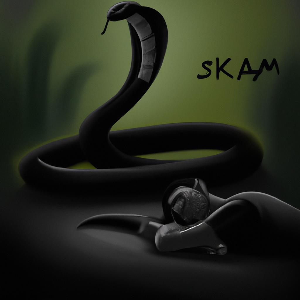 Imagem de capa do post "Descubra o Que Significa Sonhar com Cobra Grande e Preta!" com um desenho digital