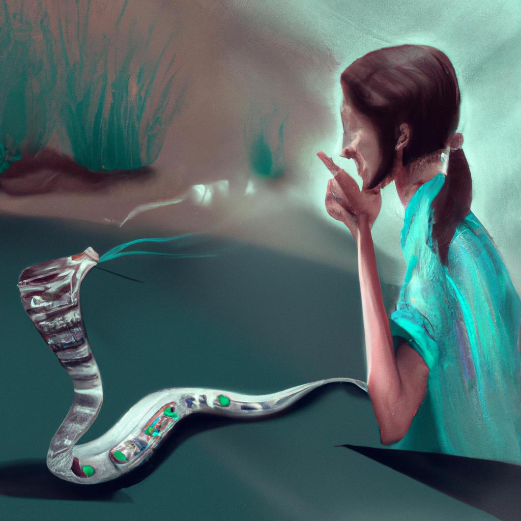 Imagem de capa do post "O Significado de Sonhar com Cobra Tentando Te Picar" com um desenho digital