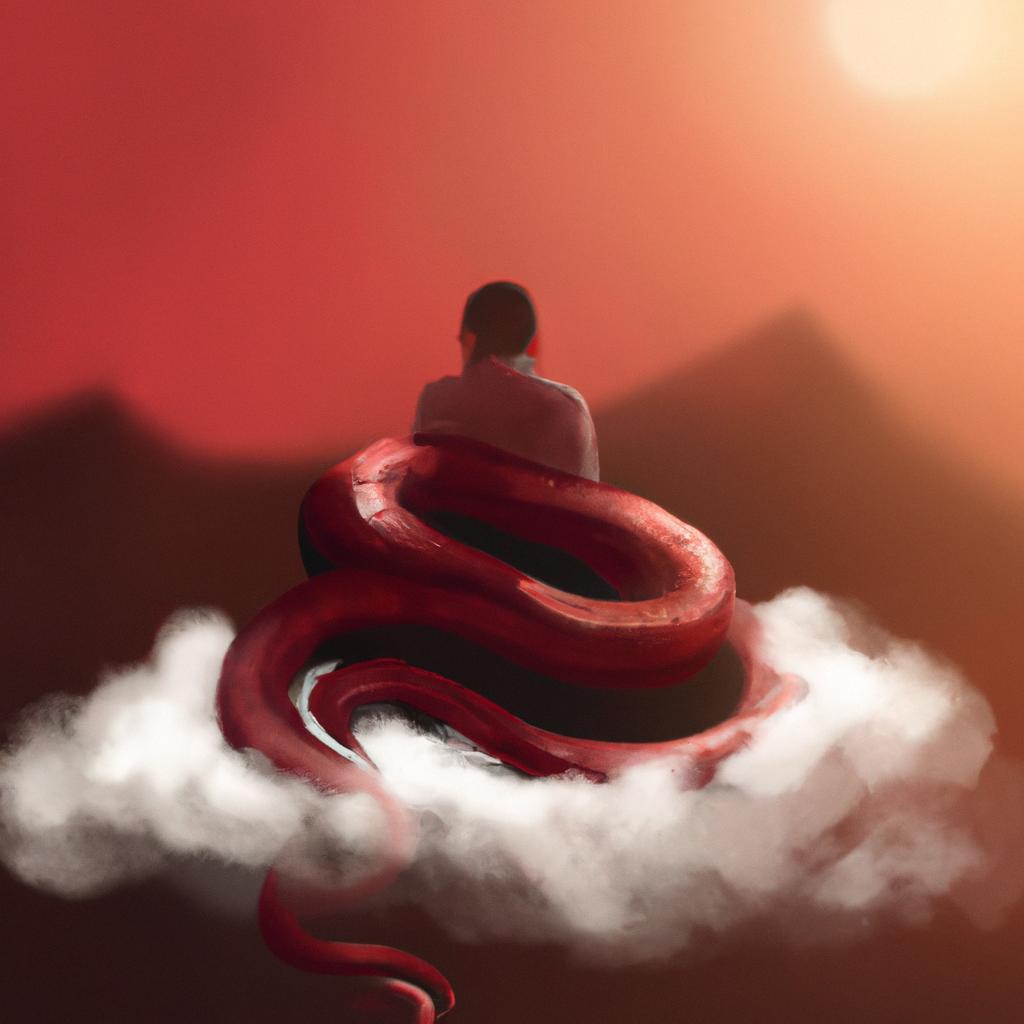 Imagem de capa do post "Descubra o que Significa Sonhar com Cobra Vermelha!" com um desenho digital