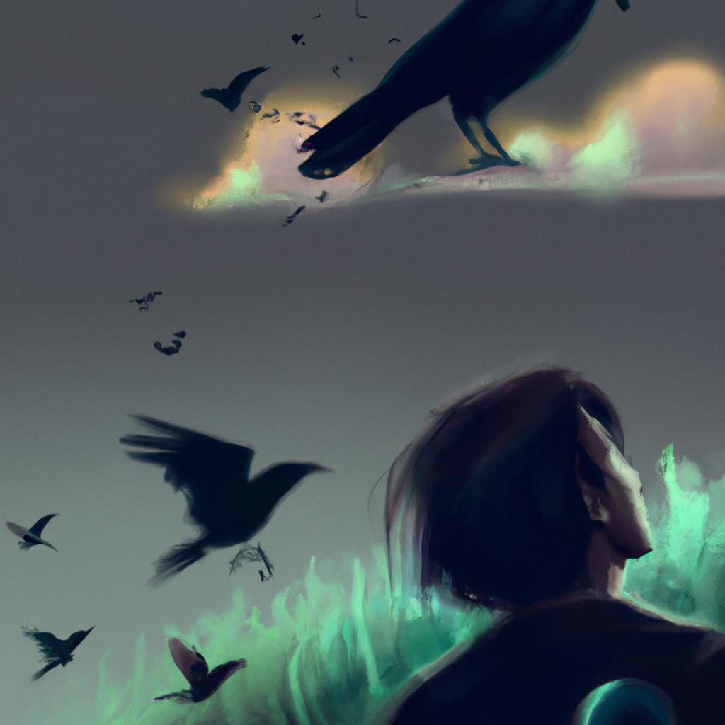 Imagem de capa do post "Descubra o Que Significa Sonhar com Corvo - Conheça os Mistérios da Interpretação Onírica!" com um desenho digital