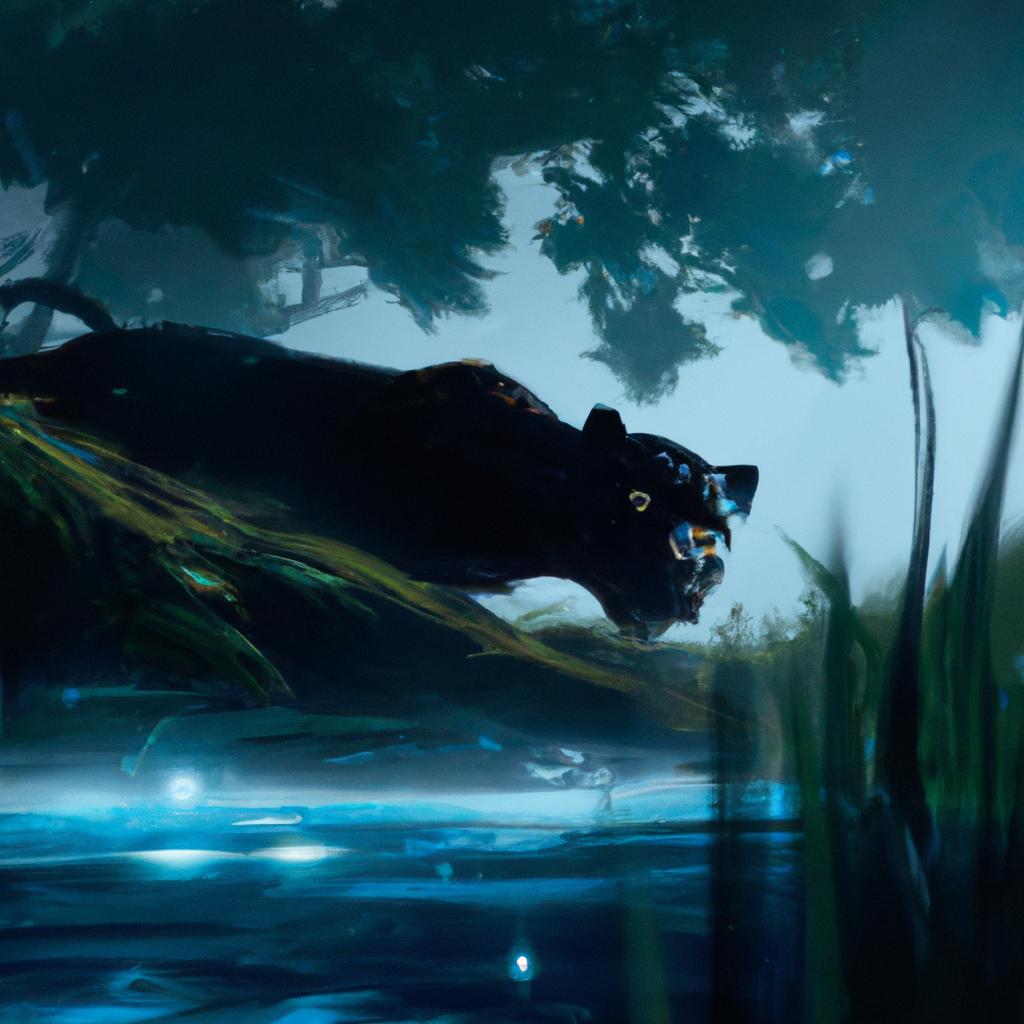 Imagem de capa do post "O que Significa Sonhar com Pantera Negra Atacando?" com um desenho digital