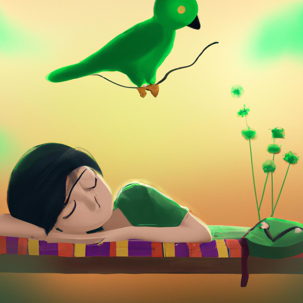 Imagem de capa do post "Descubra o que Sonhar com Periquito Verde Significa!" com um desenho digital