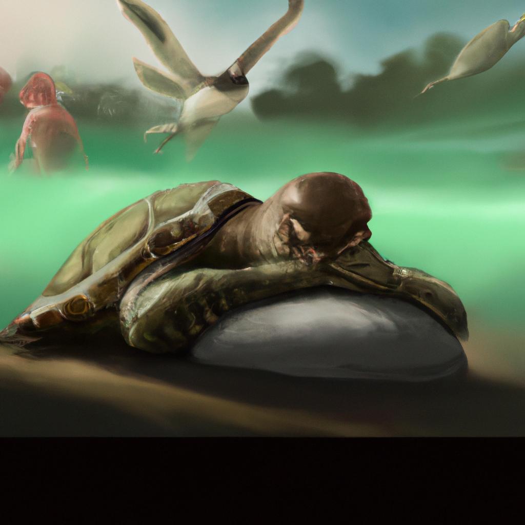 Imagem de capa do post "Descubra o que Significa Sonhar com Tartaruga!" com um desenho digital