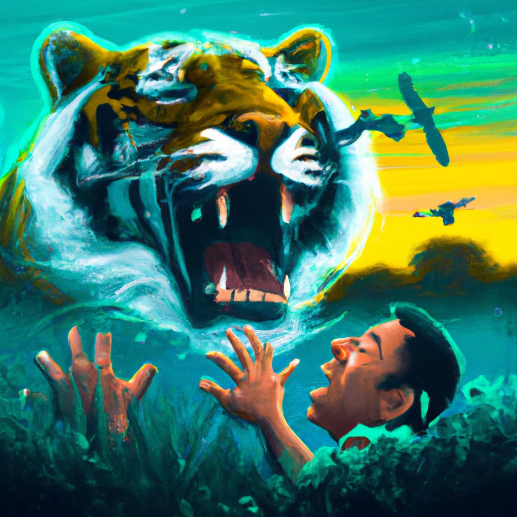Imagem de capa do post "Tigre Atacando: O Que Significa Esse Sonho?" com um desenho digital