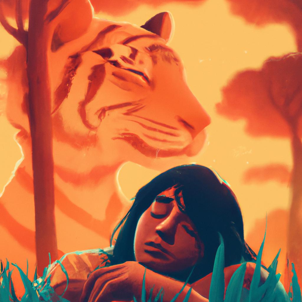 Imagem de capa do post "Tigre Manso: Descubra o Significado dos Seus Sonhos!" com um desenho digital