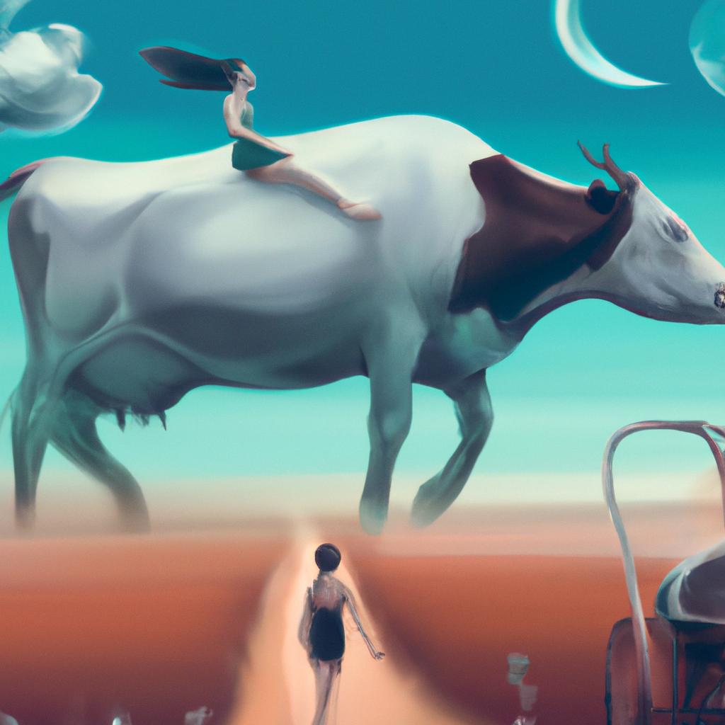 Imagem de capa do post "Descubra o Que Significa Sonhar com Vaca Correndo Atrás de Você!" com um desenho digital