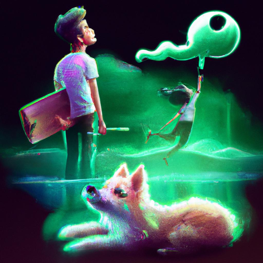 Imagem de capa do post "Descubra o Significado de Sonhar com Cachorro: Uma Poderosa Mensagem?" com um desenho digital