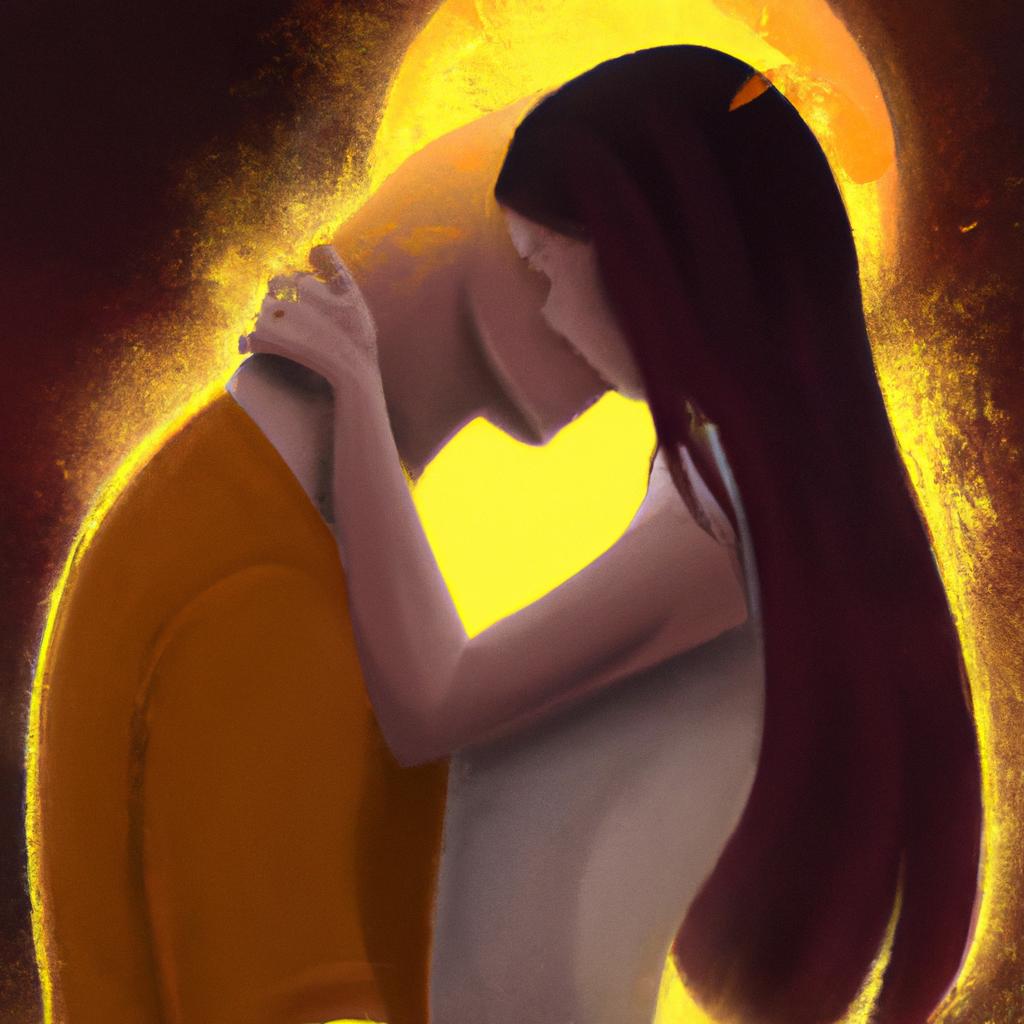 Imagem de capa do post "Descubra o Significado de Sonhar com Beijo no Pescoço!" com um desenho digital