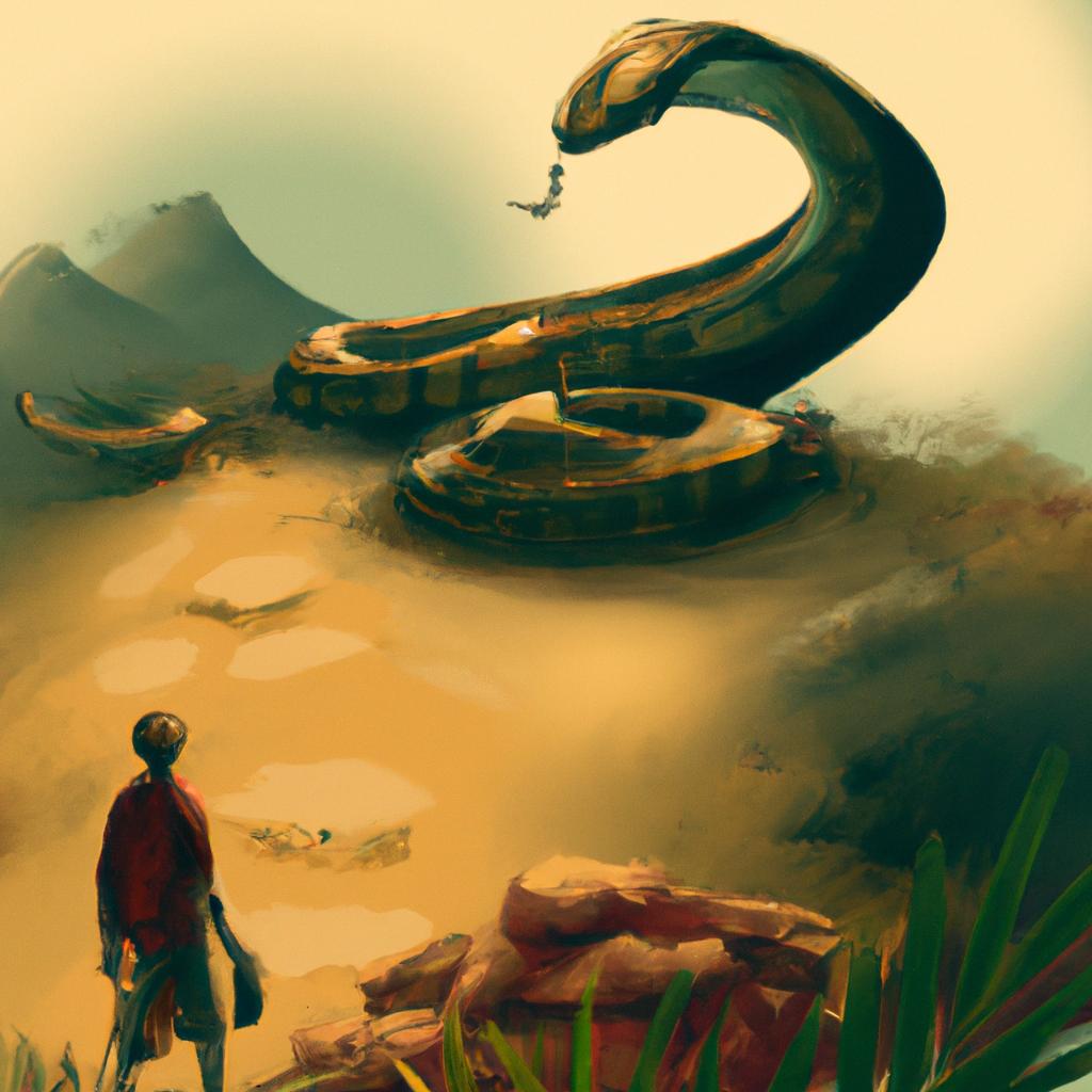 Imagem de capa do post "Descubra o Significado de Sonhar com Cobra Te Perseguindo!" com um desenho digital