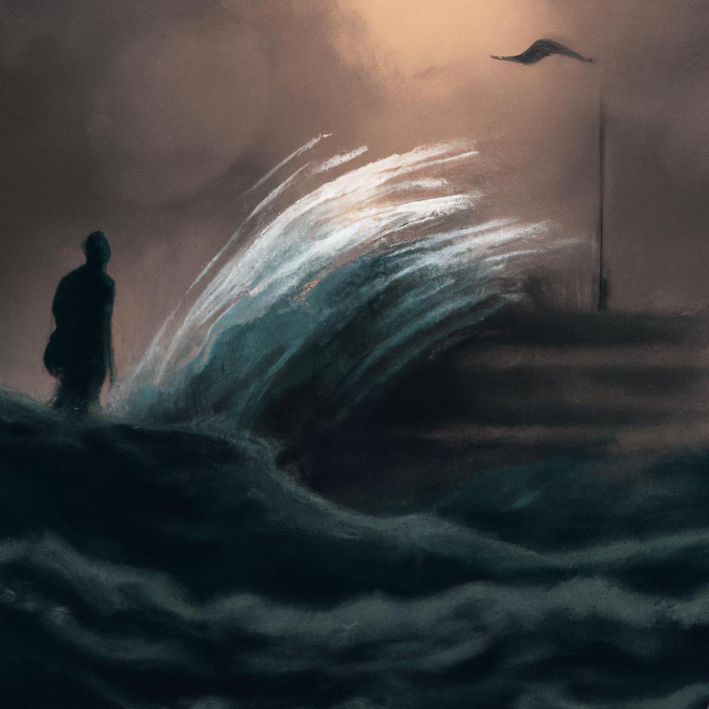 Imagem de capa do post "Descubra o Significado de Sonhar com Mar Agitado!" com um desenho digital