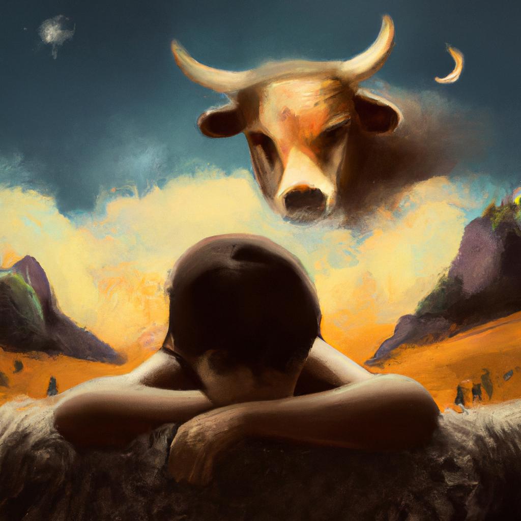 Imagem de capa do post "Descubra o Significado de Sonhar com Vaca Brava!" com um desenho digital