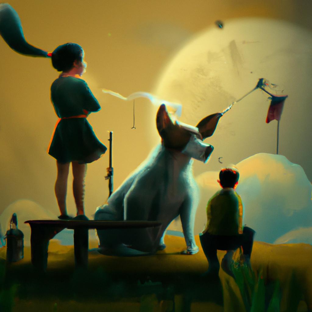 Imagem de capa do post "Sonhar Brigando com Cachorro: Desvendando o Significado!" com um desenho digital