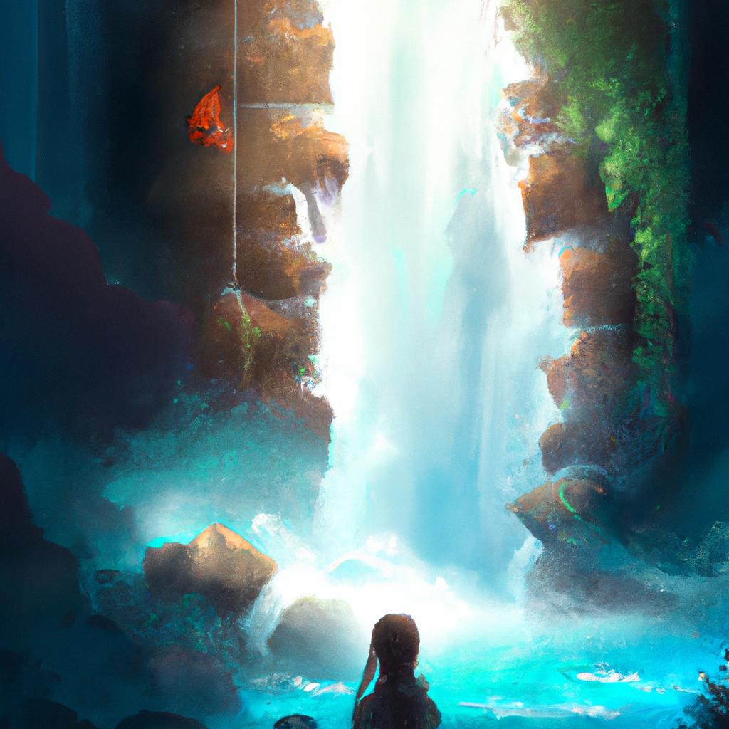 Imagem de capa do post "Sonhar com Água e Cachoeira: Descubra o que isso Significa!" com um desenho digital