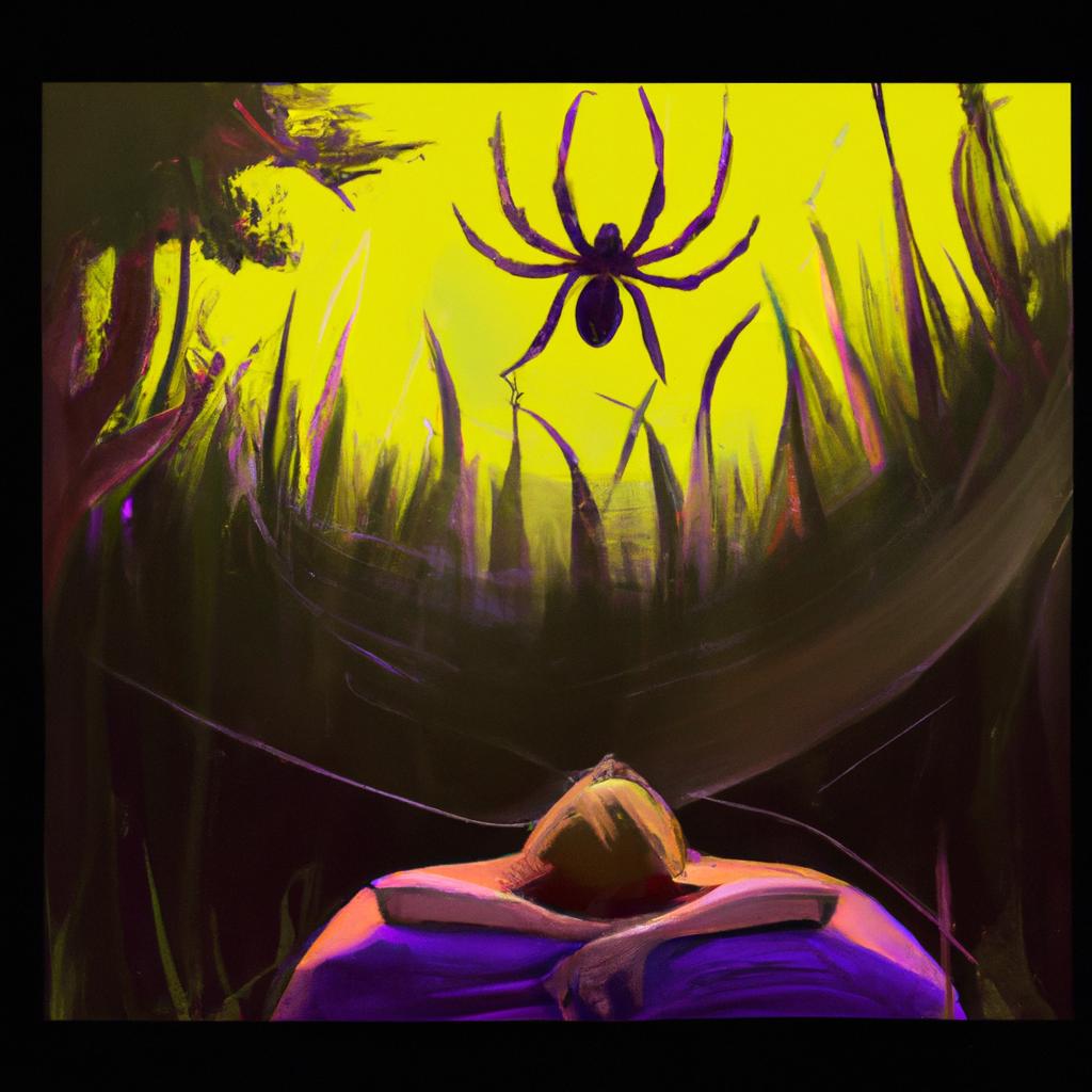 Imagem de capa do post "Sonhar com Aranhas no Corpo: Entenda o Significado!" com um desenho digital