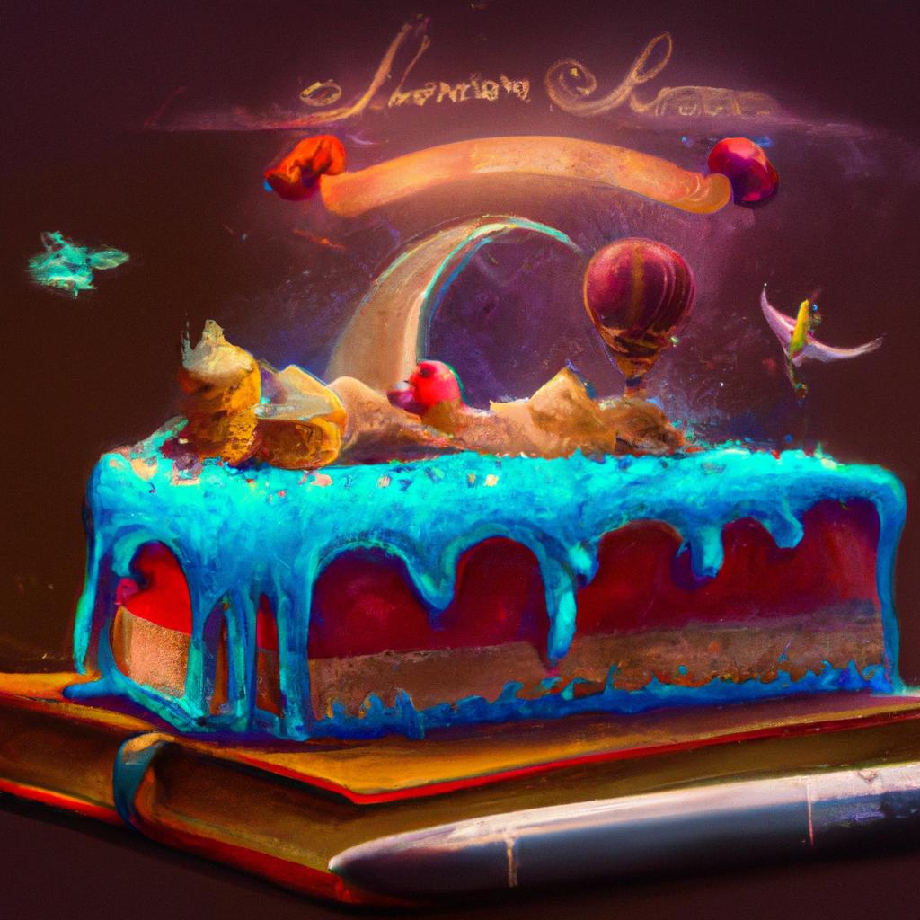 Imagem de capa do post "Bolo Livro: Descubra o Significado de Seus Sonhos!" com um desenho digital