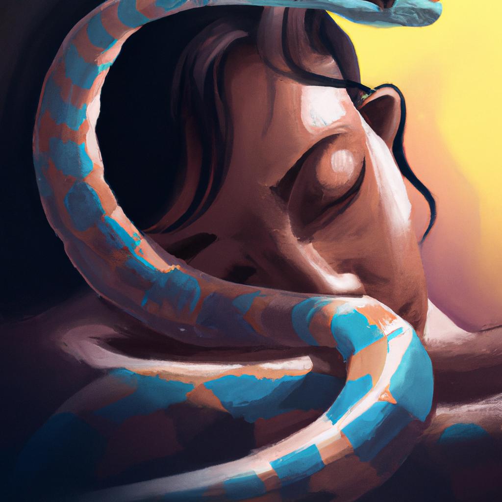 Imagem de capa do post "Descubra o Significado de Sonhar com Cabeça de Cobra Cortada!" com um desenho digital
