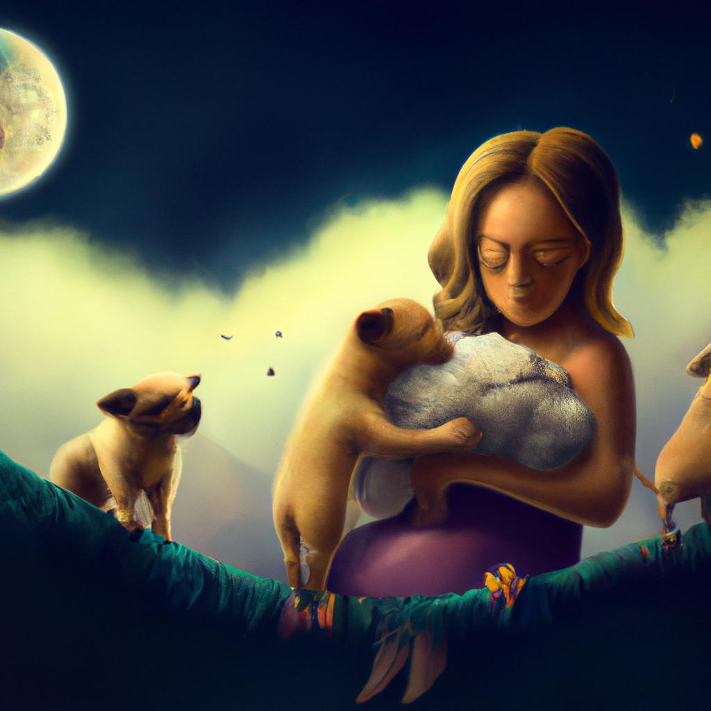 Imagem de capa do post Cachorro Amamentando Filhotes: Descubra o Significado de Sonhar Assim! com um desenho digital