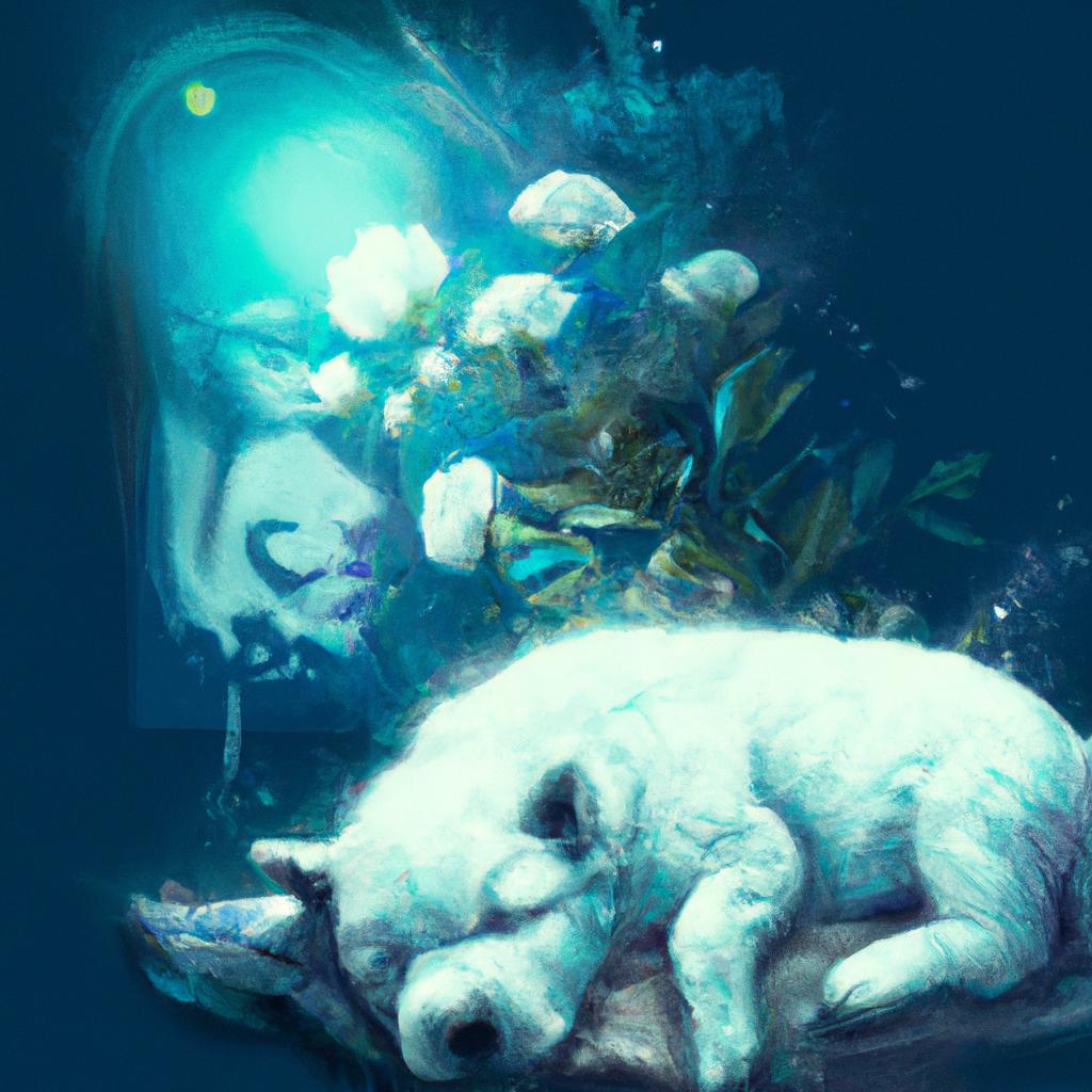Imagem de capa do post "Sonhar com Cachorro Branco Morto: O que Significa?" com um desenho digital