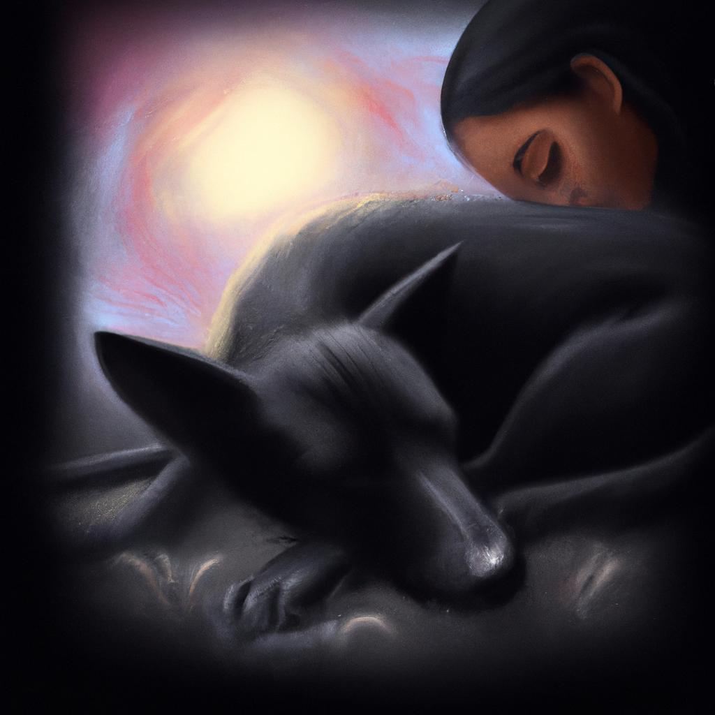 Imagem de capa do post "Sonhar com Cachorro Preto na Umbanda: O que Significa?" com um desenho digital