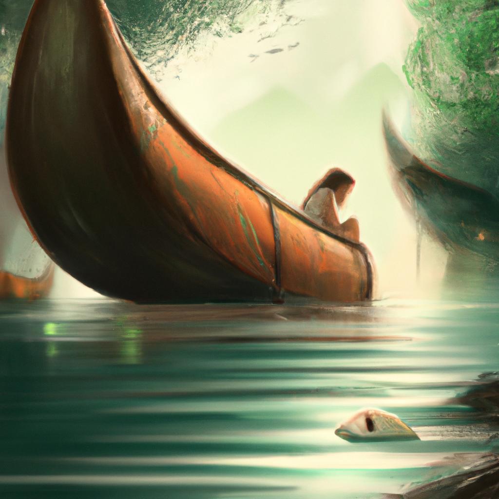 Imagem de capa do post "Descubra o que Significa Sonhar com Canoa Alagando no Rio!" com um desenho digital