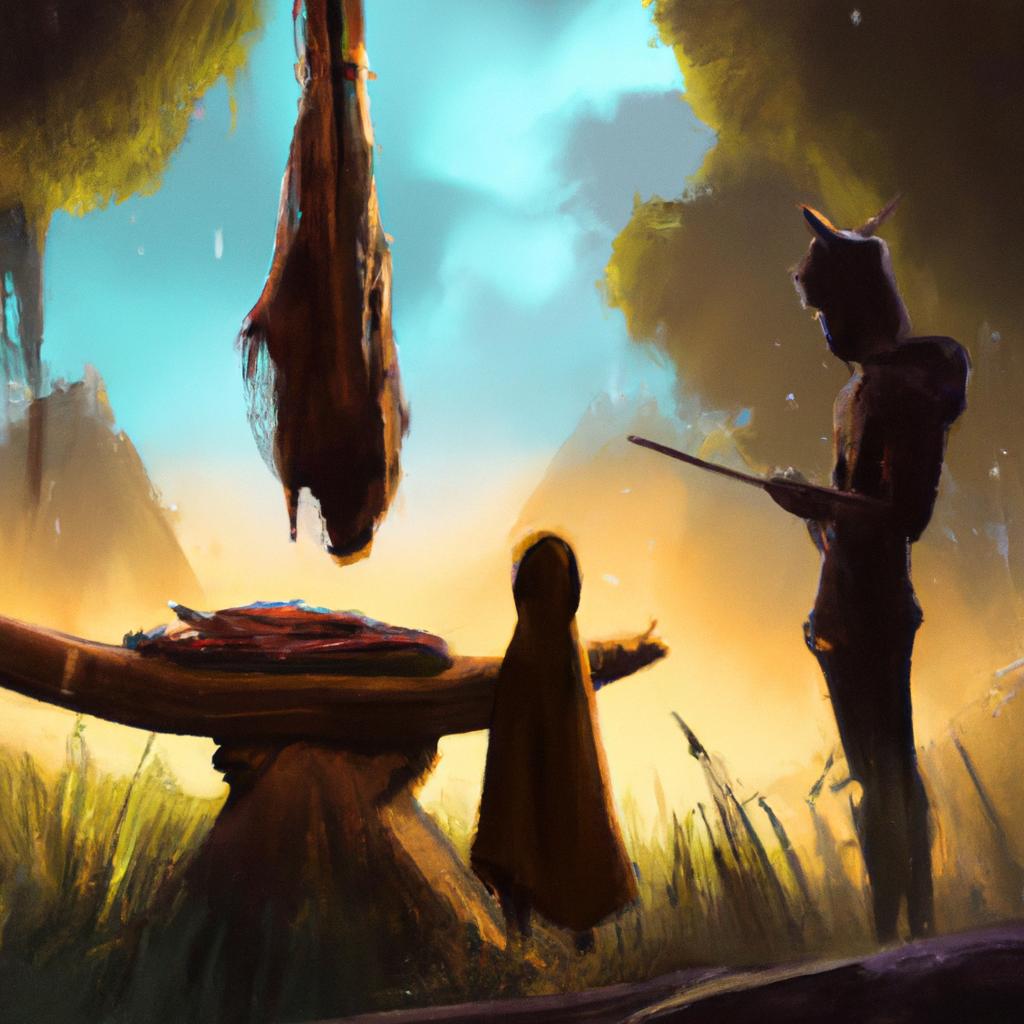 Imagem de capa do post "Descubra o Significado de Sonhar com Carne Assada no Espeto!" com um desenho digital