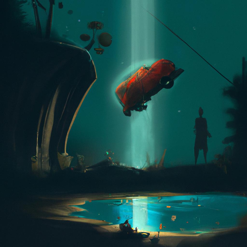 Imagem de capa do post "Sonhar com Carro Afundando: O Que Significa?" com um desenho digital