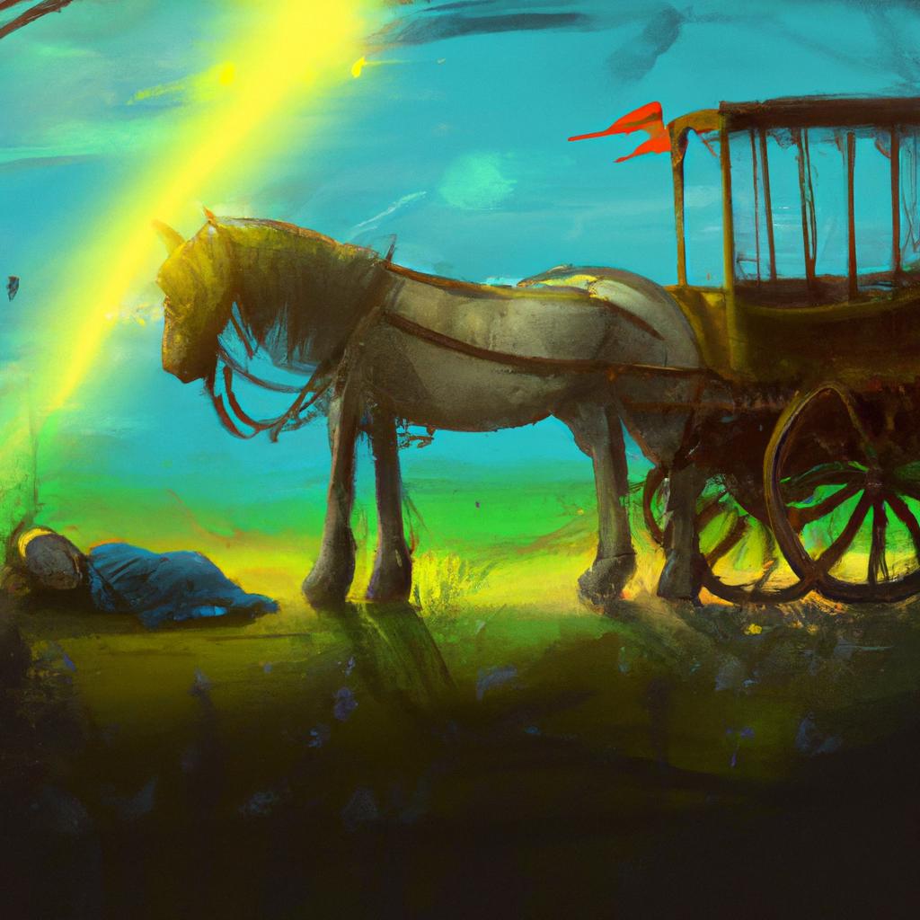 Imagem de capa do post "Descubra o Significado de Sonhar com Carroça e Cavalo!" com um desenho digital