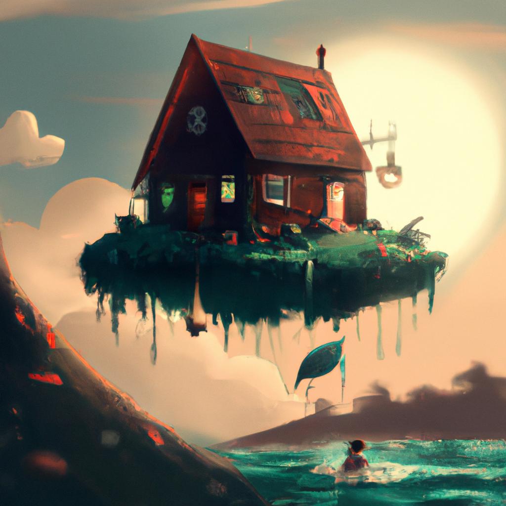 Imagem de capa do post "Descubra o Significado por Sonhar com Casa Alagando!" com um desenho digital