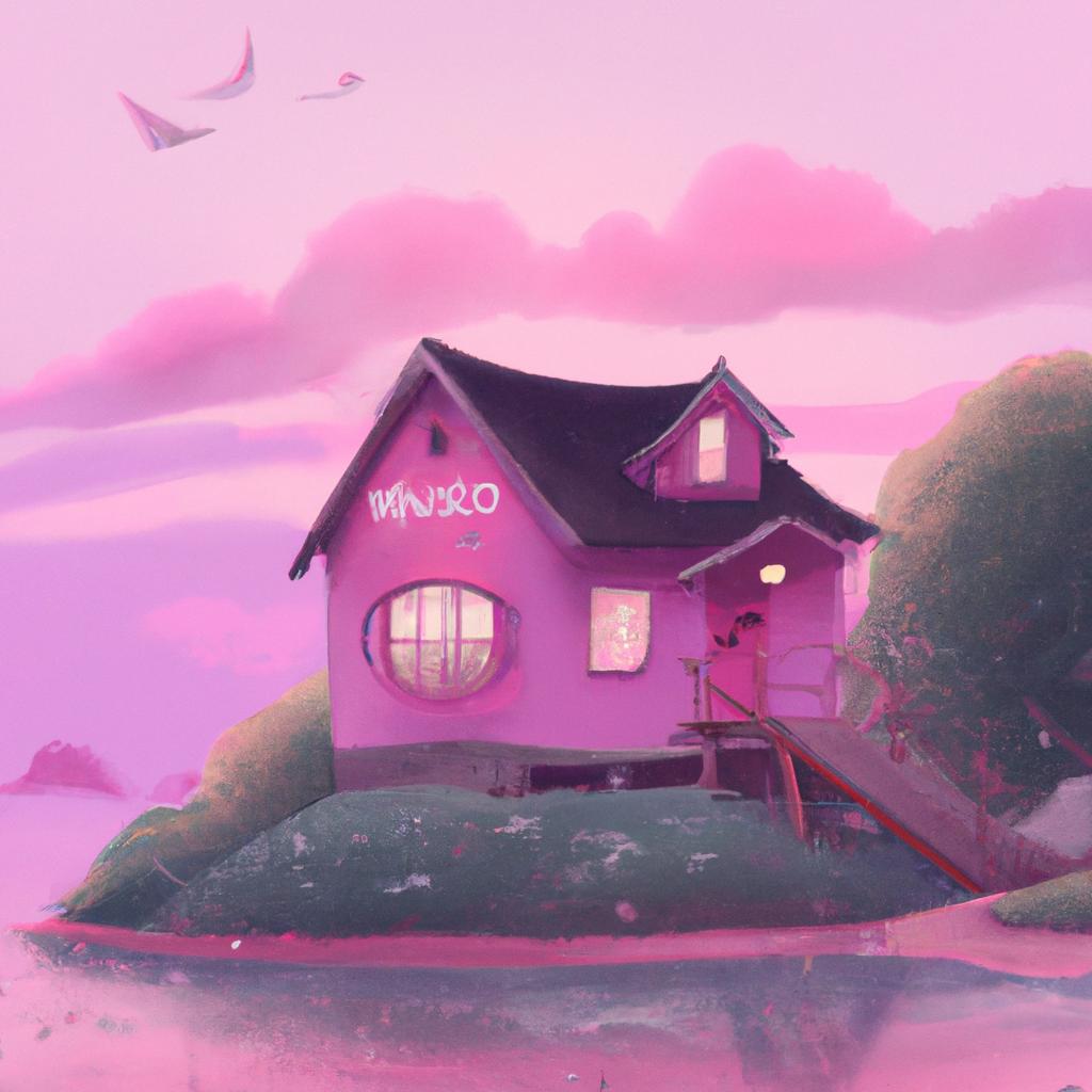 Imagem de capa do post "Sonhar com Casa Cor de Rosa: Descubra Seu Significado!" com um desenho digital