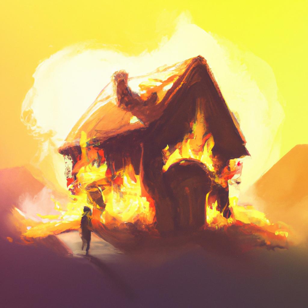 Imagem de capa do post "Significado de Sonhar com Casa Pegando Fogo: Entenda o que Significa!" com um desenho digital