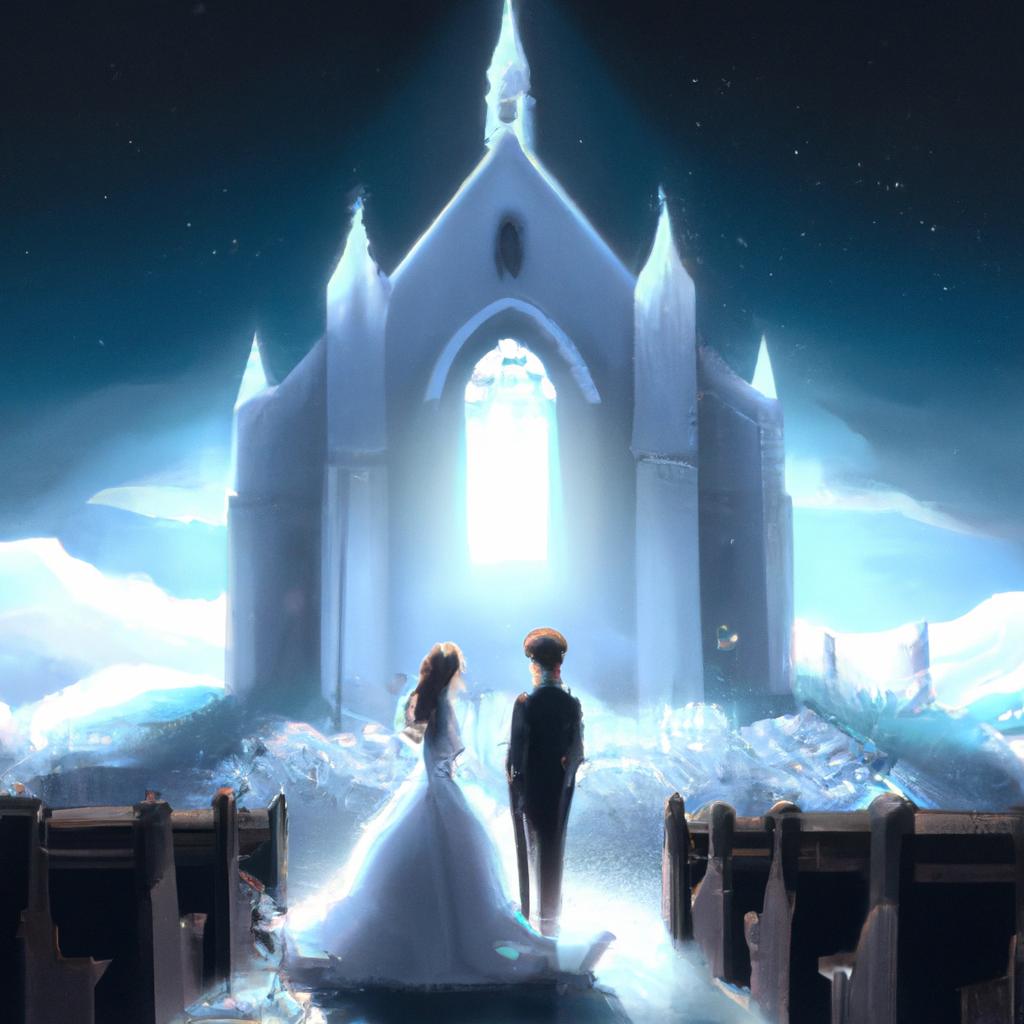 Imagem de capa do post “Descubra o Significado de Sonhar com Casamento na Igreja” com um desenho digital
