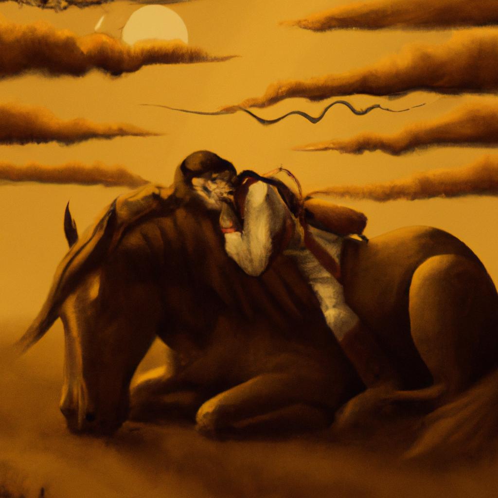 Imagem de capa do post "Descubra o Significado Quando Sonhar com Cavalo Dourado!" com um desenho digital