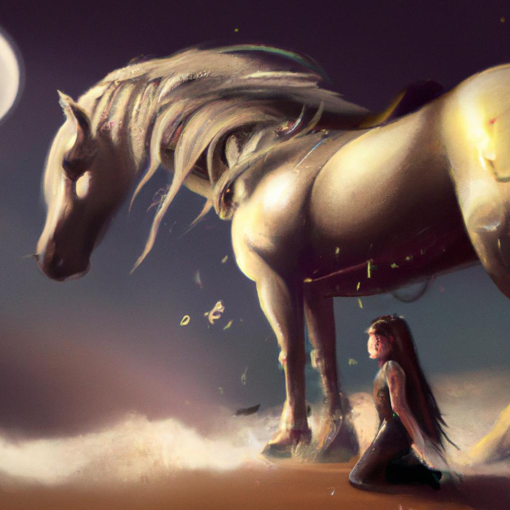 Imagem de capa do post "Descubra o Significado de Sonhar com Cavalo Gigante!" com um desenho digital