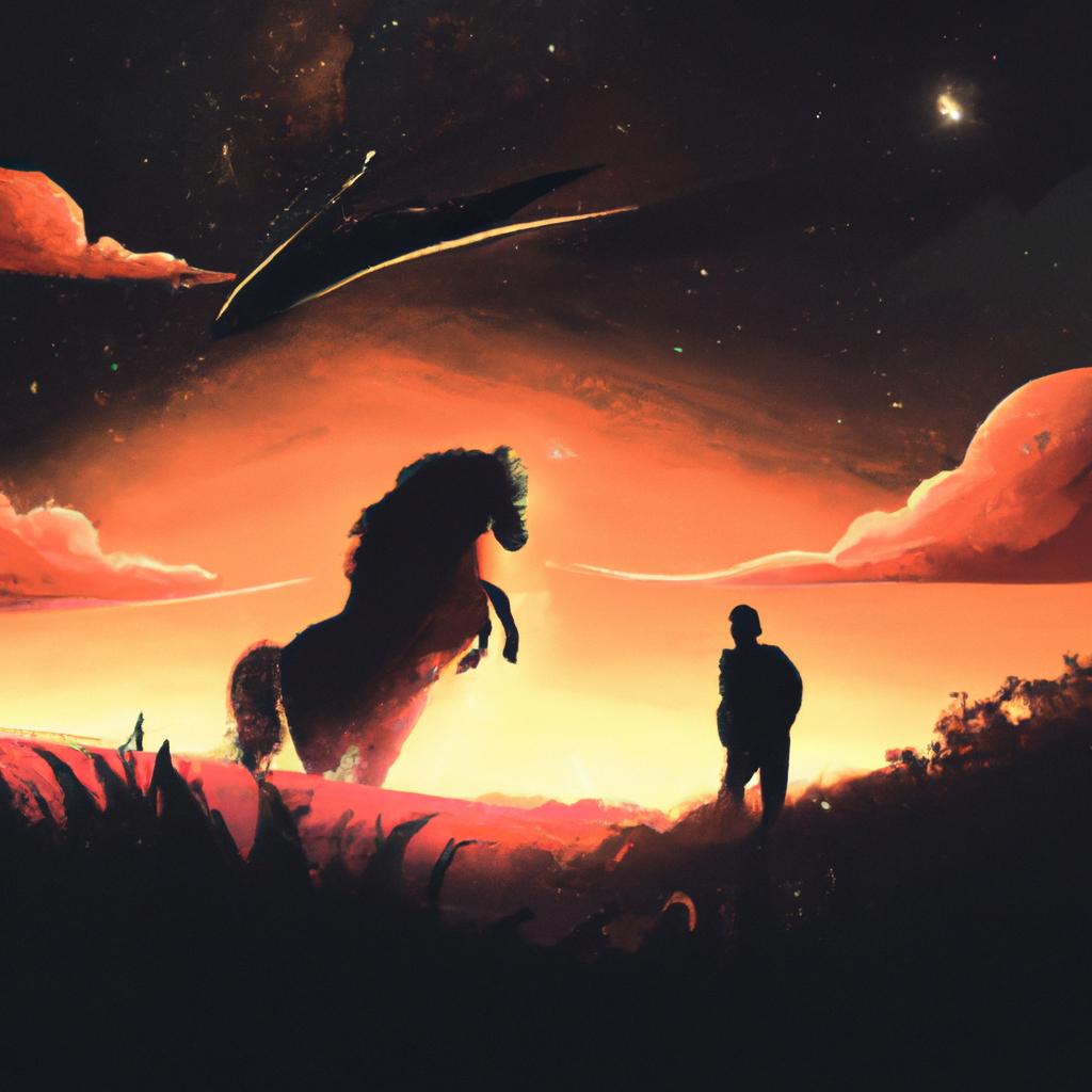 Imagem de capa do post "Descubra o Significado de Sonhar com Cavalo Preto Manso!" com um desenho digital